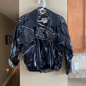 Vintage Black vinyl 1990 bomber jacket